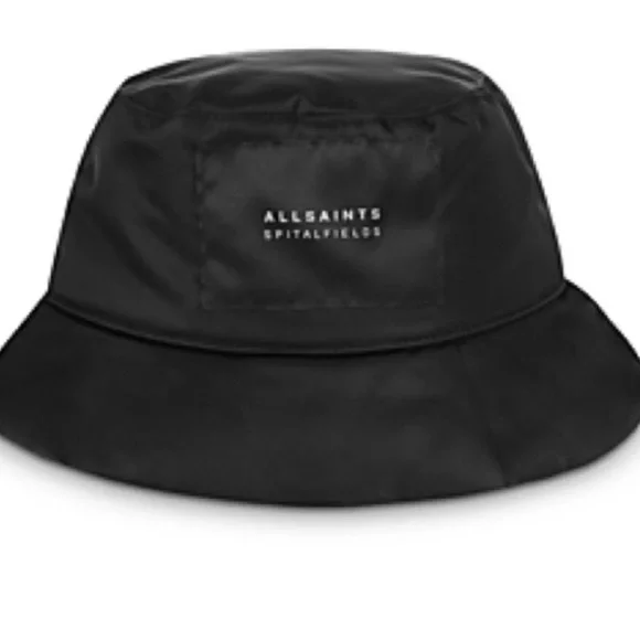 AllSaints Black Bucket Hat AllSaints - Frayed Cotton Canvas Bucket Hat in Black/Warm  main image 4